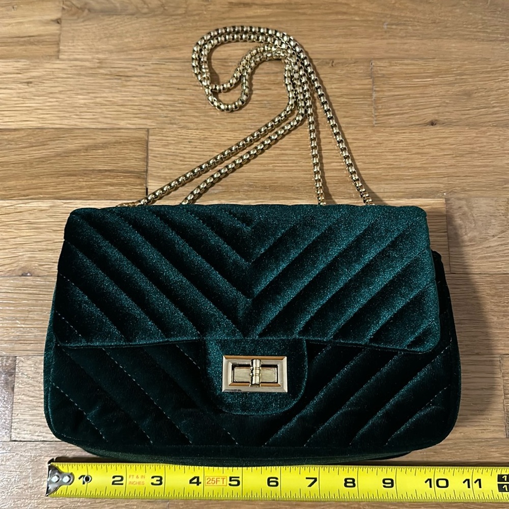 Dark green velvet crossbody or shoulder bag